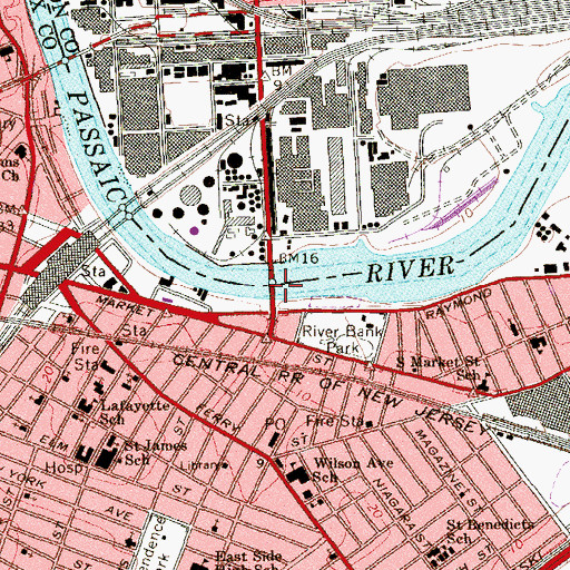 Topographic Map of Jackson Street Bridge, NJ