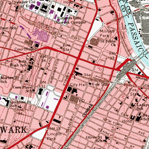 Topographic Map of Broad Street Station, NJ