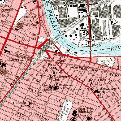 Topographic Map of Cherry Street Station, NJ