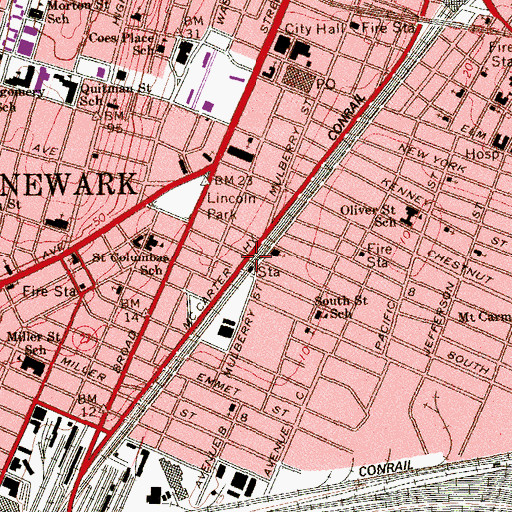 Topographic Map of South Street Station, NJ