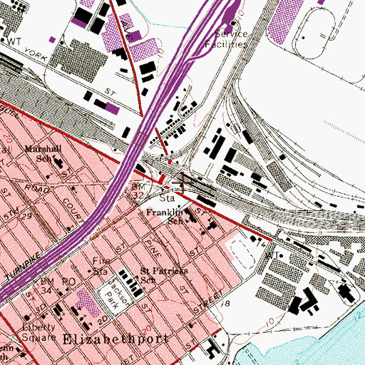 Topographic Map of Elizabethport Station, NJ