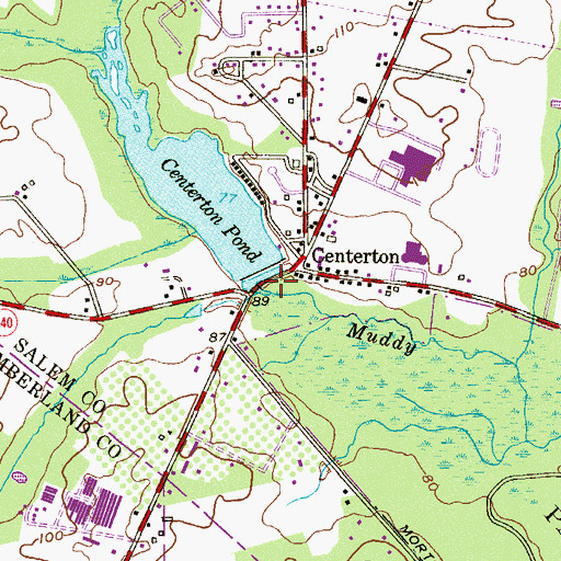 Topographic Map of Centerton Park, NJ