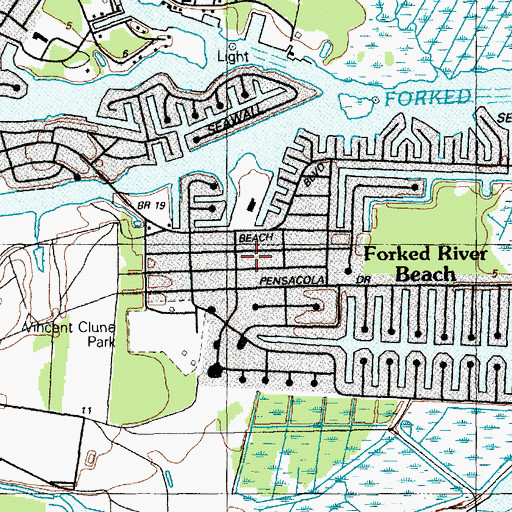 Topographic Map of Bayside Beach, NJ