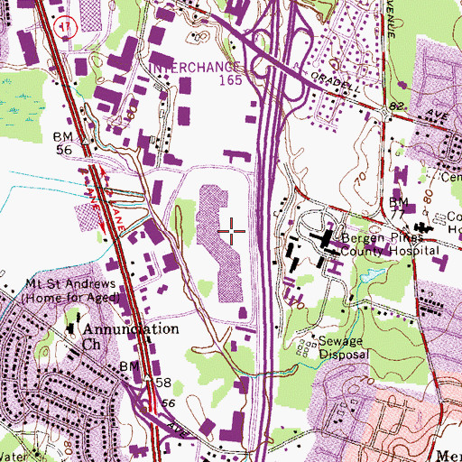 Topographic Map of Paramus Park, NJ