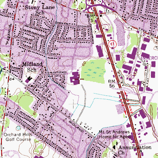 Topographic Map of West Brook Middle School, NJ