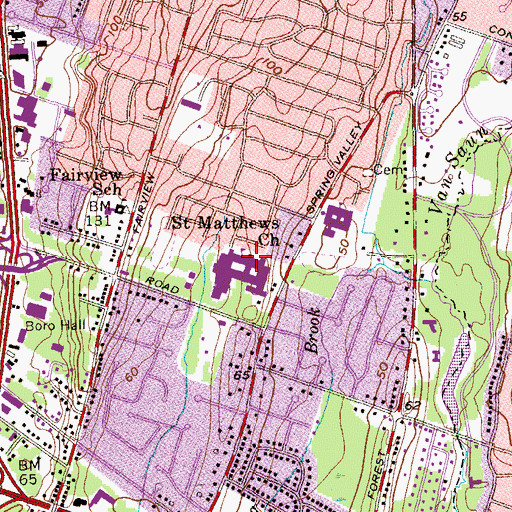 Topographic Map of Paramus High School, NJ