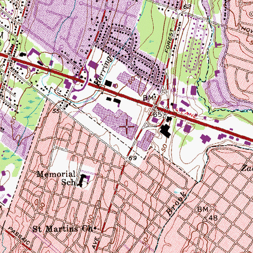 Topographic Map of Bergen Mall Shopping Center, NJ