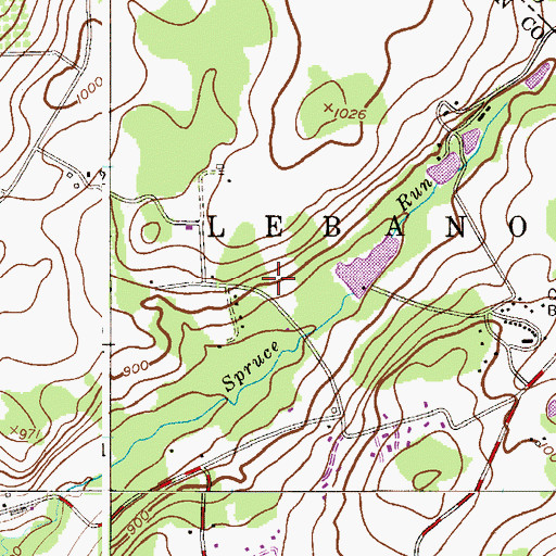 Topographic Map of Mount Lebanon, NJ