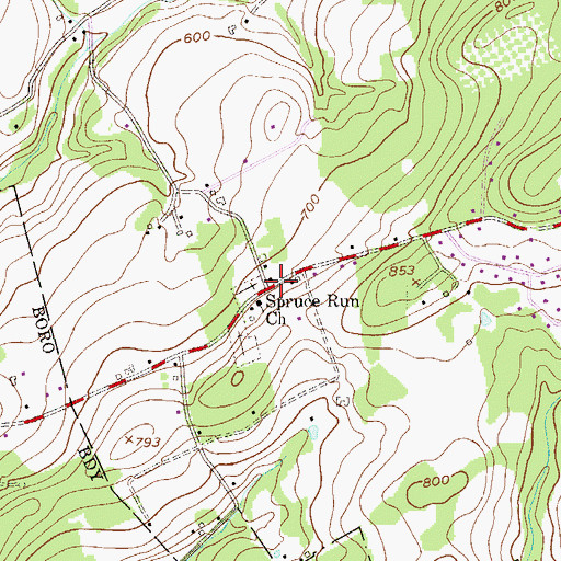 Topographic Map of Spruce Run, NJ