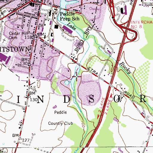 Topographic Map of Meadow Lakes, NJ