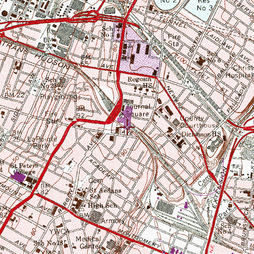 Topographic Map of Journal Square Station, NJ