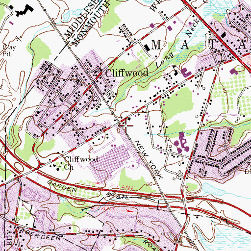 Topographic Map of Cliffwood Station, NJ