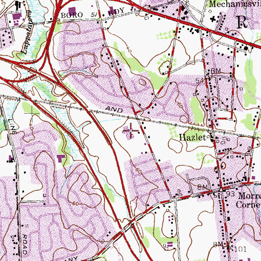 Topographic Map of Beers Street Elementary School, NJ
