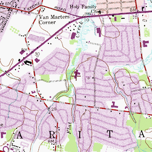 Topographic Map of Cove Road School, NJ