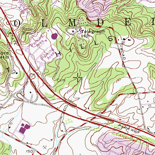 Topographic Map of Telegraph Hill Park, NJ