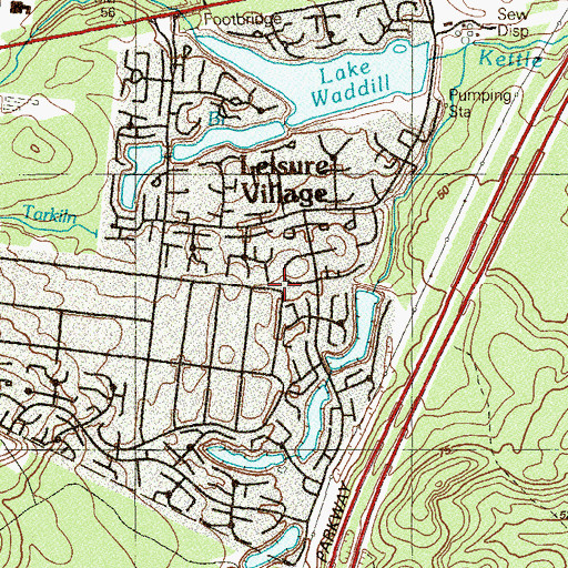 Topographic Map of Leisure Village, NJ