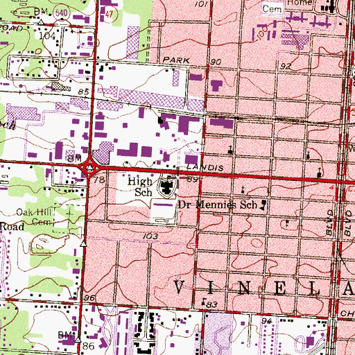 Topographic Map of Landis Junior High School, NJ