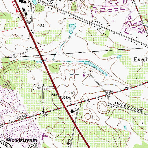 Topographic Map of Greentree Village, NJ
