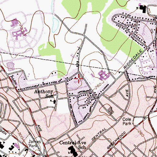 Topographic Map of Yardley Village, NJ