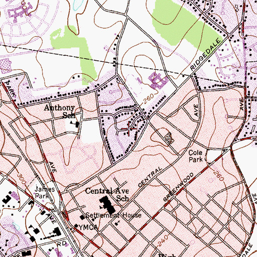 Topographic Map of Ridgedale Park, NJ