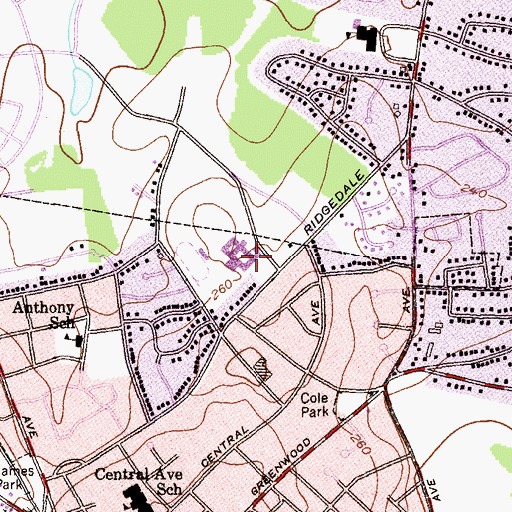 Topographic Map of Madison High School, NJ