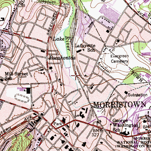 Topographic Map of Caldwell Playground, NJ