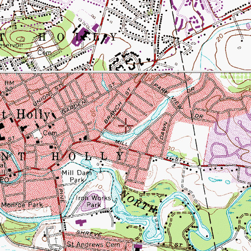 Topographic Map of Woolman Lake Park, NJ