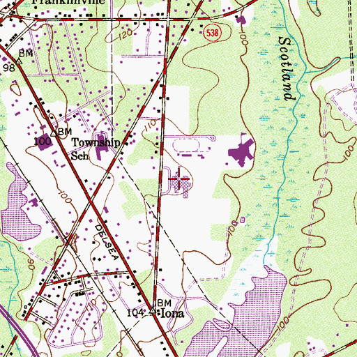 Topographic Map of Delsea Regional High School, NJ