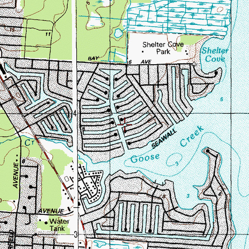 Topographic Map of Bayview Harbors, NJ