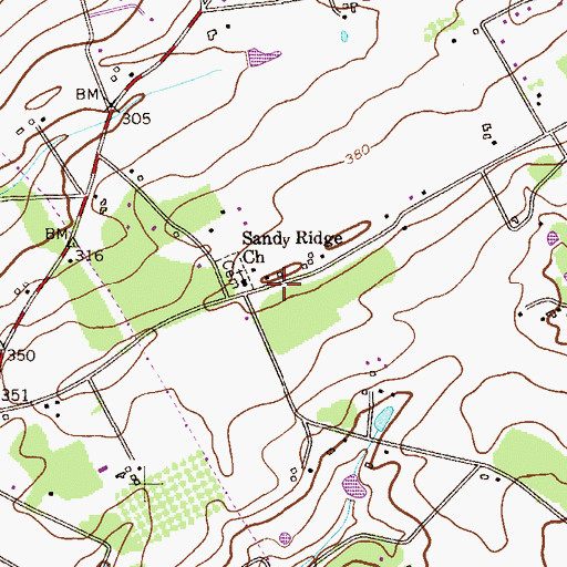 Topographic Map of Sandy Ridge, NJ