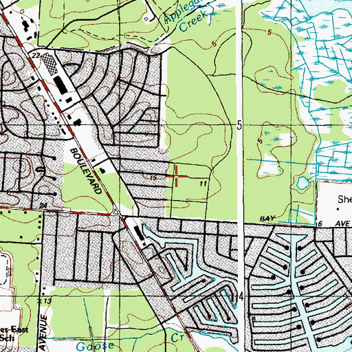 Topographic Map of Barnegat Bay Estates, NJ