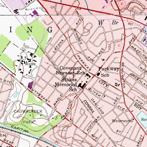 Topographic Map of Hillcrest, NJ