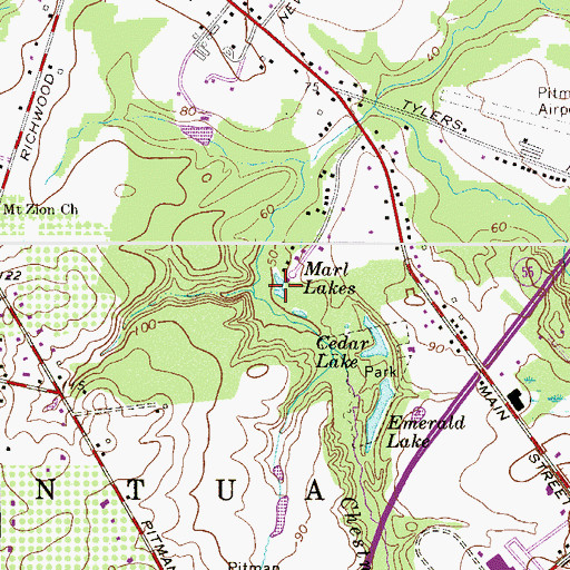 Topographic Map of Tylers Mill Pond, NJ