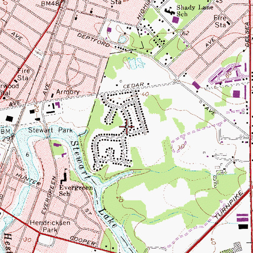 Topographic Map of Woodbury Gardens, NJ