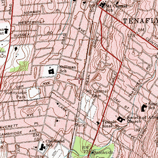 Topographic Map of Walnut Park, NJ