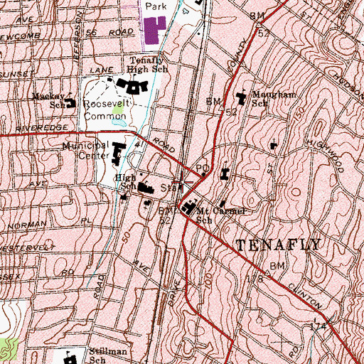 Topographic Map of Tenafly Station, NJ