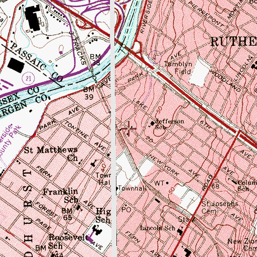 Topographic Map of Lyndhurst Station, NJ