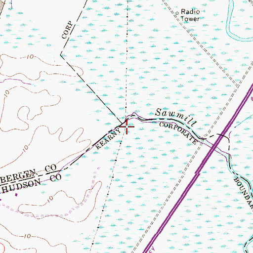 Topographic Map of Vreeland Ditch, NJ