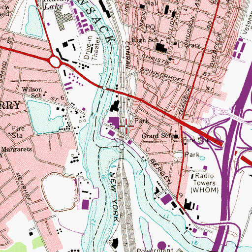 Topographic Map of South Ridgefield Park Station, NJ