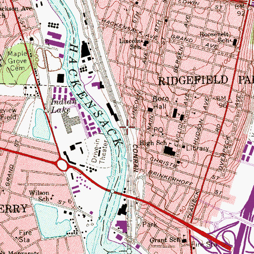 Topographic Map of Ridgefield Park Station, NJ