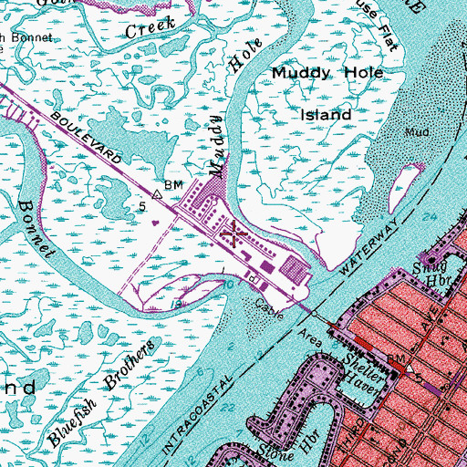 Topographic Map of Stone Harbor Manor, NJ
