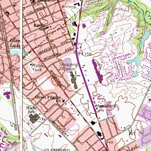 Topographic Map of College Town Shopping Center, NJ