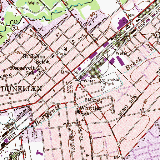 Topographic Map of Dunellen Station, NJ