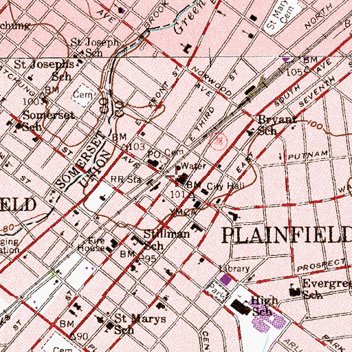 Topographic Map of Plainfield Station, NJ