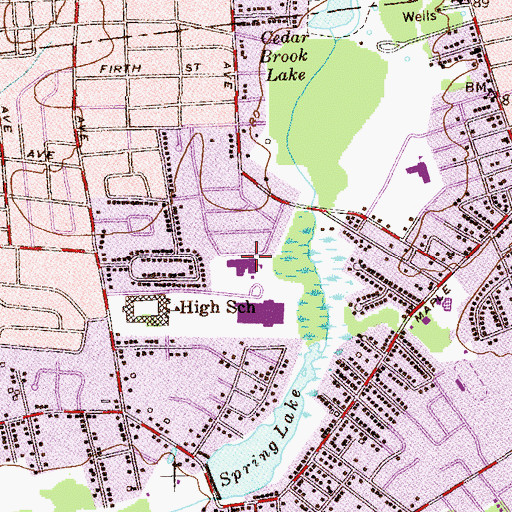 Topographic Map of Cedarcroft School, NJ