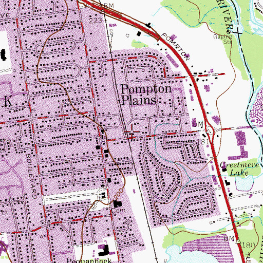 Topographic Map of Pompton Plains Station, NJ