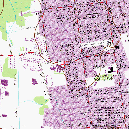 Topographic Map of Pequannock Township High School, NJ
