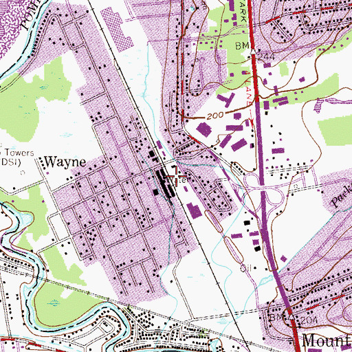 Topographic Map of Wayne Station, NJ