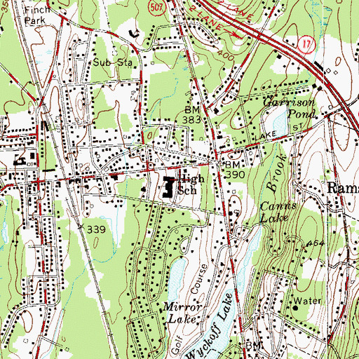 Topographic Map of Ramsey High School, NJ