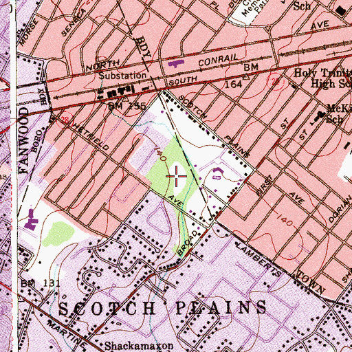Topographic Map of Brookside Park, NJ